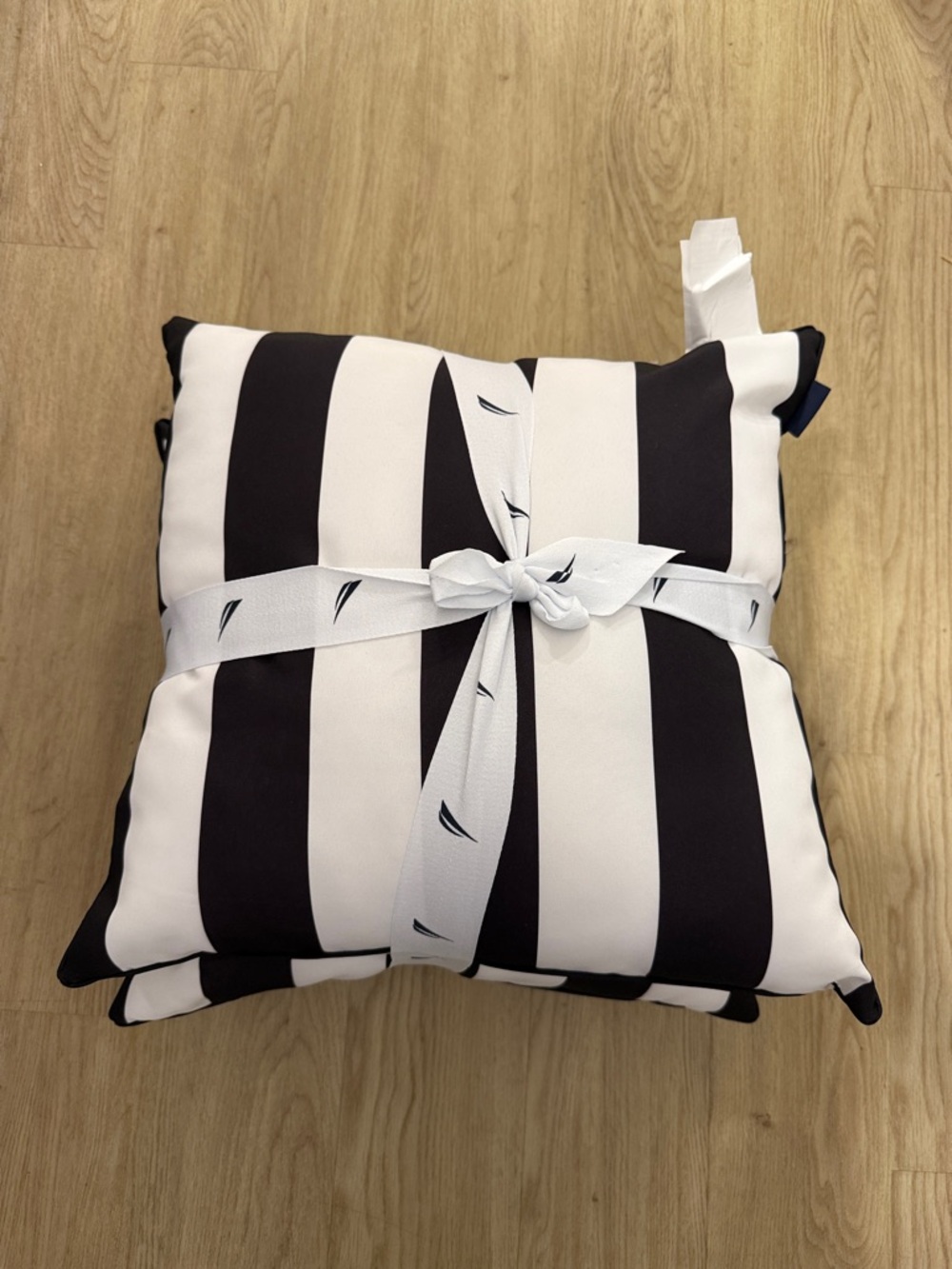 Nautica Striped Black and White Outdoor Accent Pillow